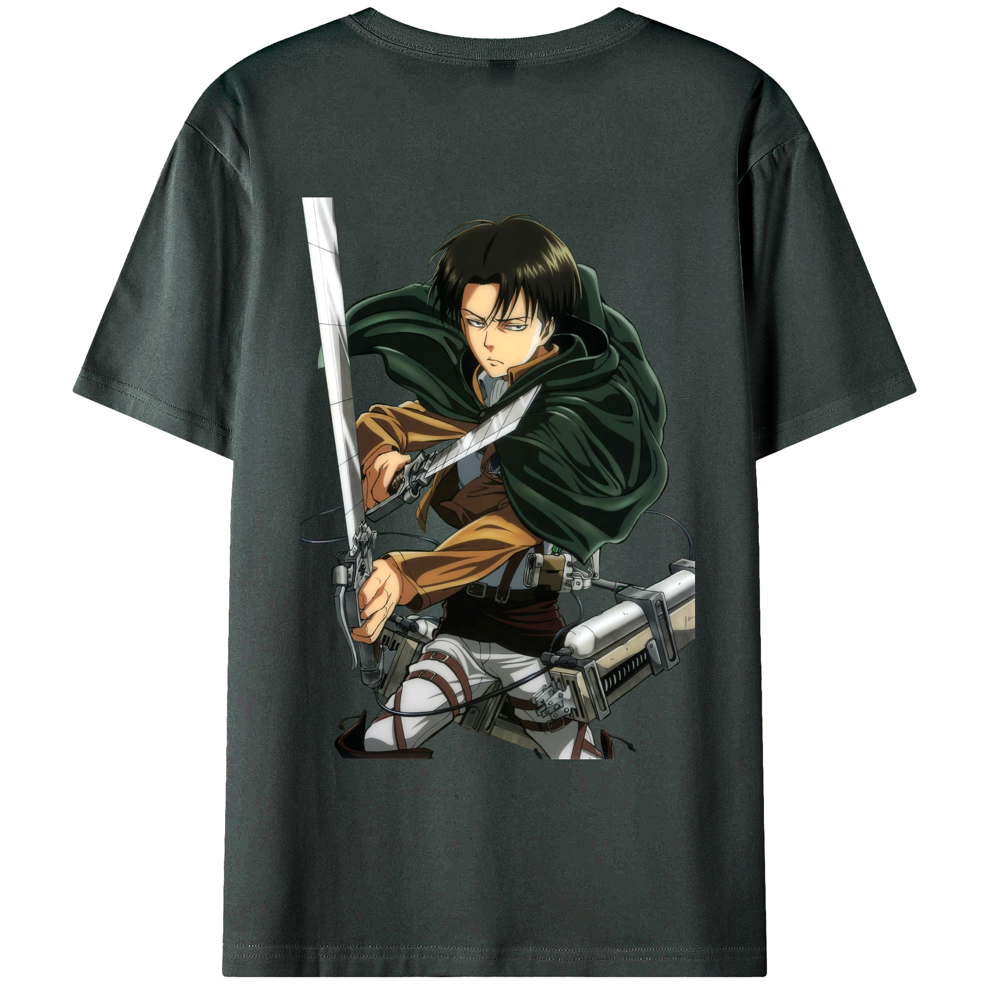 （画像用） 進撃の巨人 リヴァイ·アッカーマン Attack on Titan Levi Ackerman 綿100％ メンズ半袖Tシャツ（バックプリント） 通気性